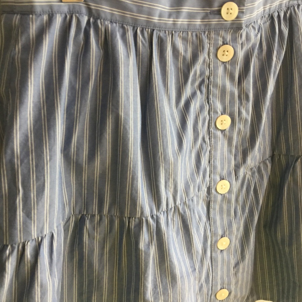 Madewell Bistro Small Mini Skirt Blue / White Stripes Chambray Denim Lined - Picture 5 of 12